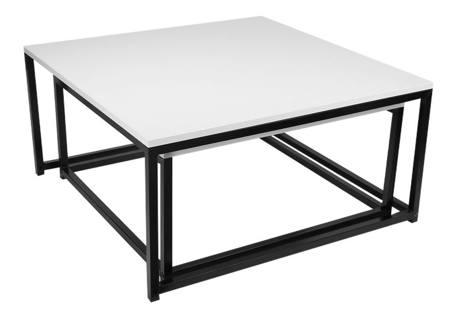 Set 2 ks konferenčních stolků Hustler Typ 1 (bílá matná + černá)