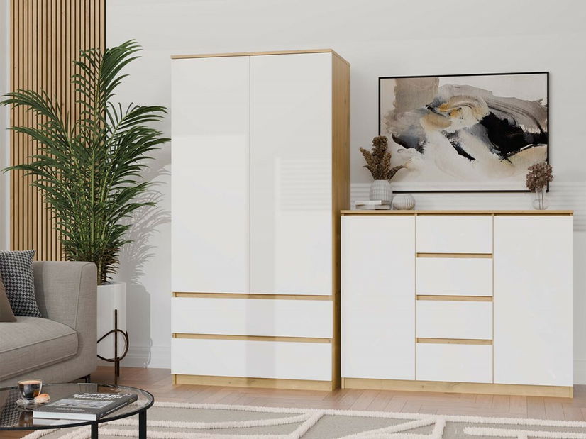 Komoda Musecalo 8 (dub artisan + bílá)