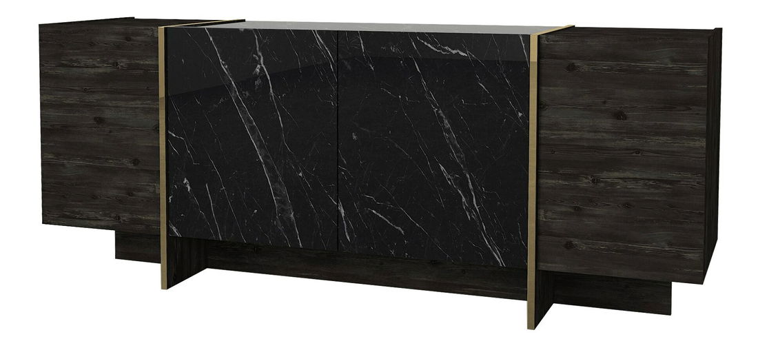 Obývací stěna Vivaldi (Černá + Zlatá)