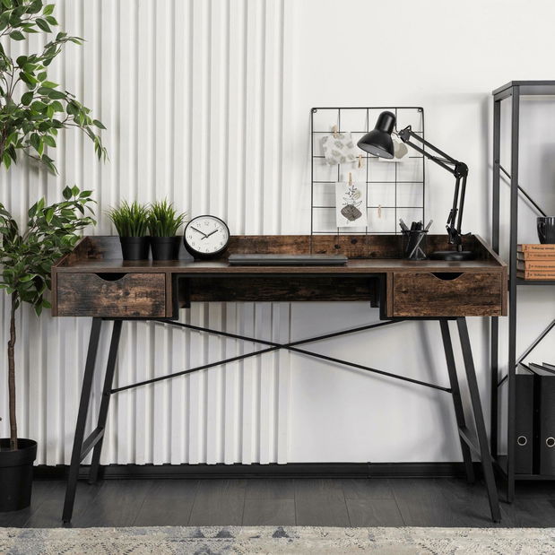 Psací stolek Igualada (dub rustikal + černá)