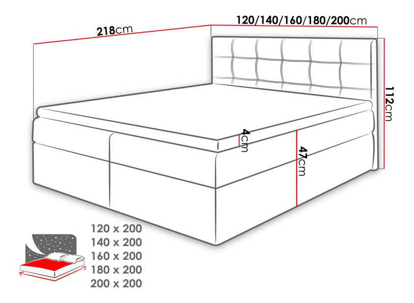 Kontinentálni postel 200 cm Hannah *bazár