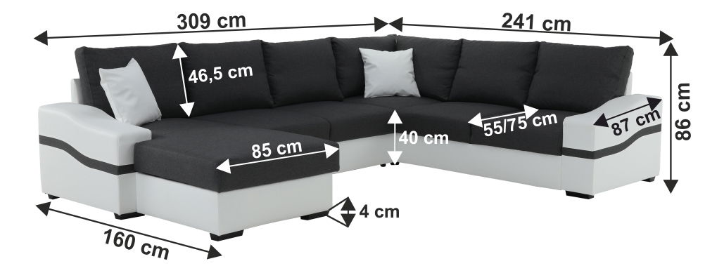 Rohová sedací souprava U Orleton L+2R+A+2 (L)