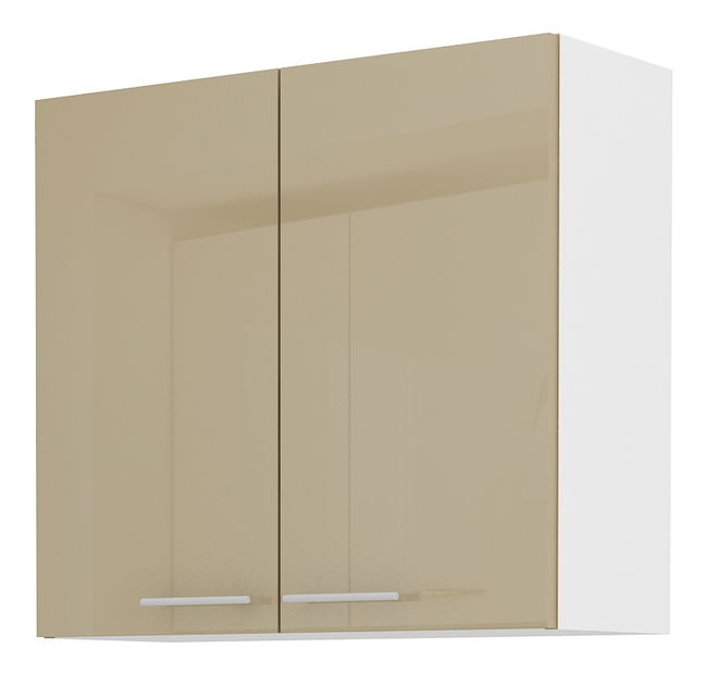 Horní kuchyňská skříňka Lavera 80 G 72 2F (bílá + lesk cappucino)