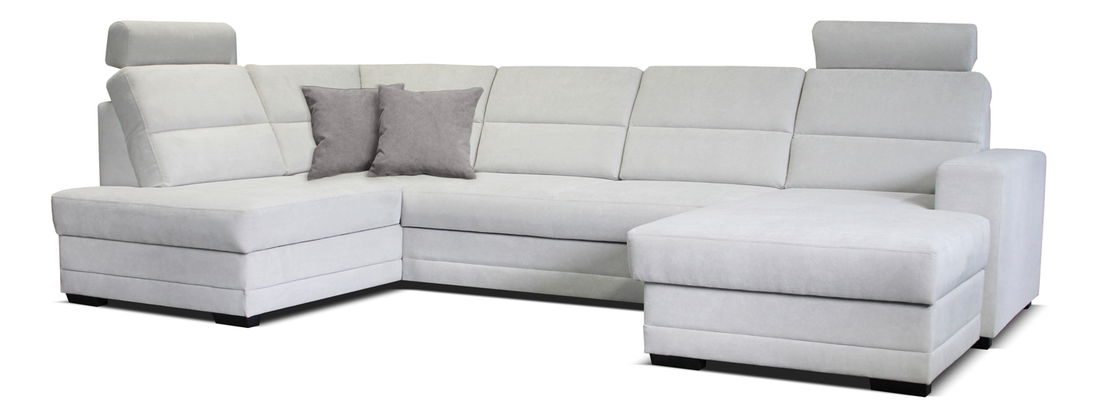 Rohová sedací souprava U Nelson LB+2+L (bílá + šedé polštáře) (P)