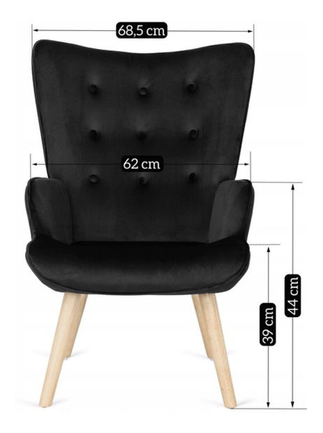 Křeslo s podnožkou Lombardi (černá)