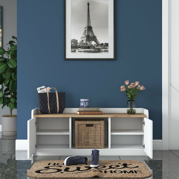 Skříňka na boty Pixie 2 (Bílá + Ořech)