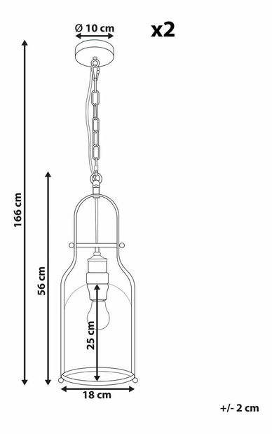 Set 2 ks závěsných svítidel Belisario (černá)