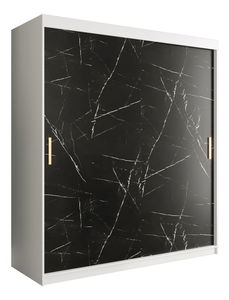Šatní skříň 180 cm Marbelo T (matná bílá + černý mramor)
