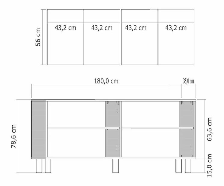 Komoda Deneris (dub safírový + bílá)