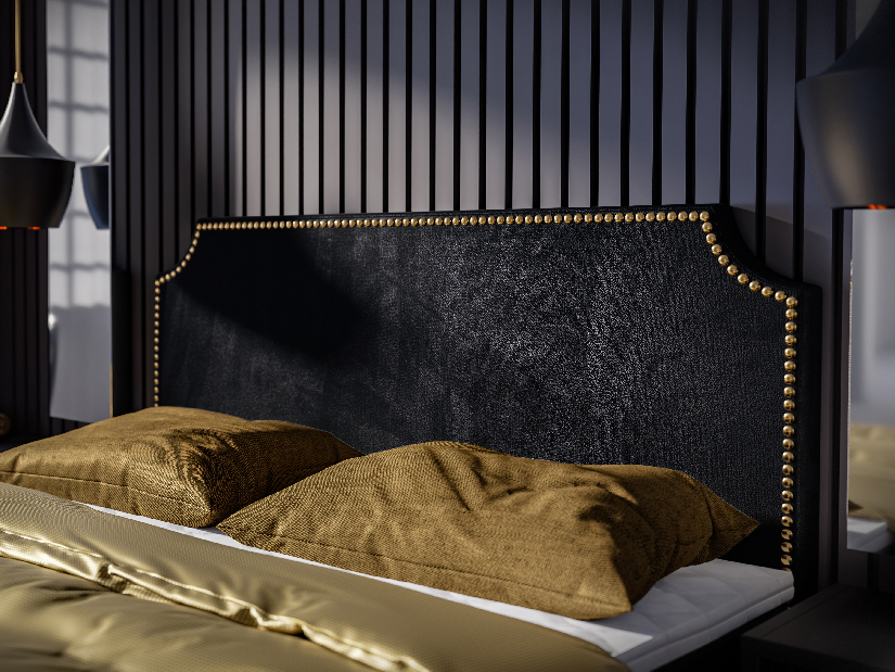 Boxspring postel 160 cm Lupin (černá) (s matrací a úl. prostorem)