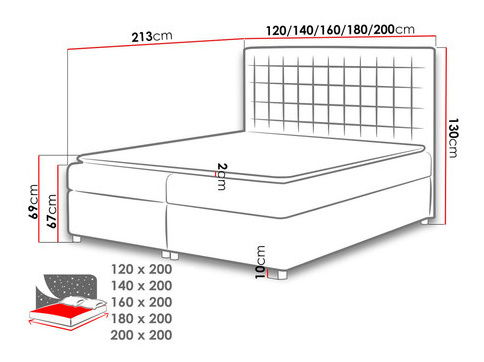 Manželská postel 180 cm Azanat (inkoustová)
