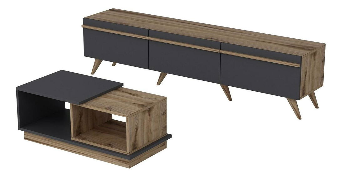 Sestava nábytku do obývacího pokoje Amstel (ořech + antracit)