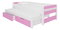 Rozkládací dětská postel 200x90 cm Fifo (s roštem a matrací) (bílá + růžová)