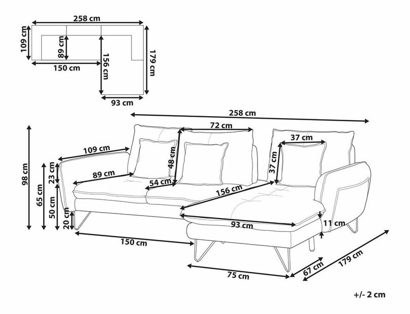 Rohová sedací souprava Sandrine (béžová) (L)