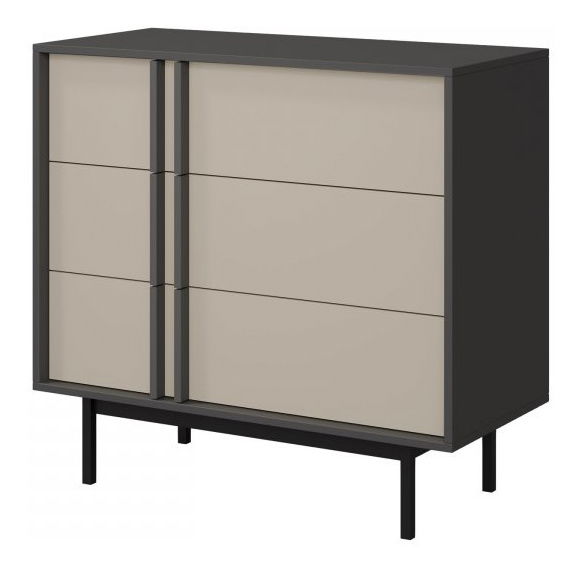 Komoda Wektus 3S WK08 (antracit + světle béžová) *bazar