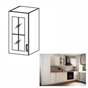 Horní kuchyňská skříňka se sklem G30SL Sillina (sosna andersen)