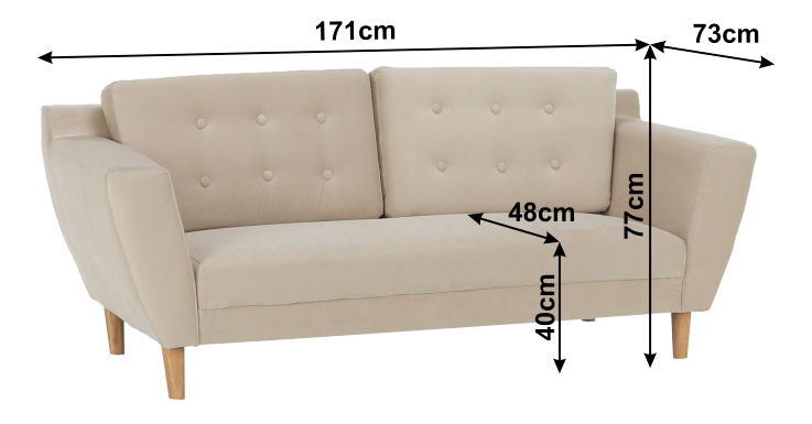 Pohovka trojsed Scandi (krémová)