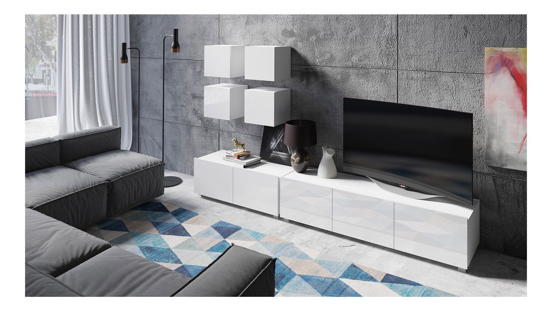 Obývací stěna Calabria C18 (bílá) (bez osvětlení)