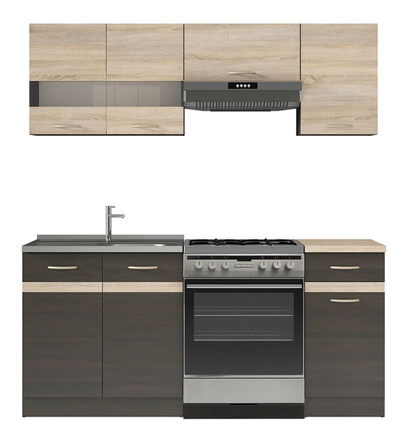 Kuchyňe BRW Junona line 180 cm (Dub sonoma + Wenge + Wenge + Dub sonoma)