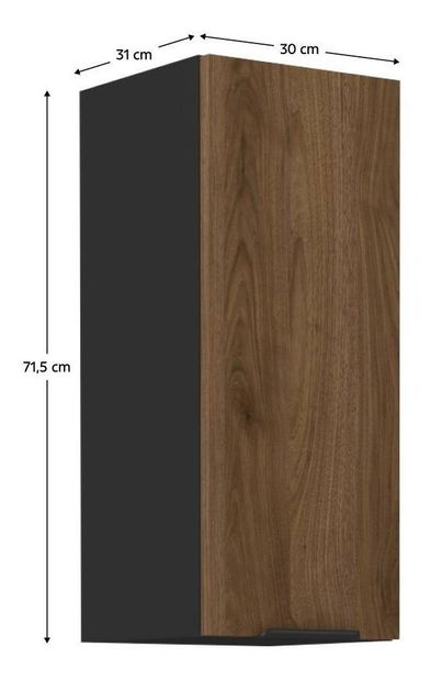 Horní kuchyňská skříňka Monzesa 30 G 72 1F (ořech okapi + černá)