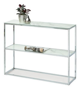 Konzolový stolek Bella Kons Bis (bílý mramor + chromová)