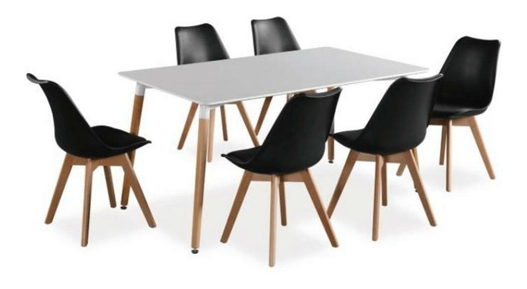 Jídelní stůl Dirrax 5 (bílá matná + buk) (pro 2 osoby)
