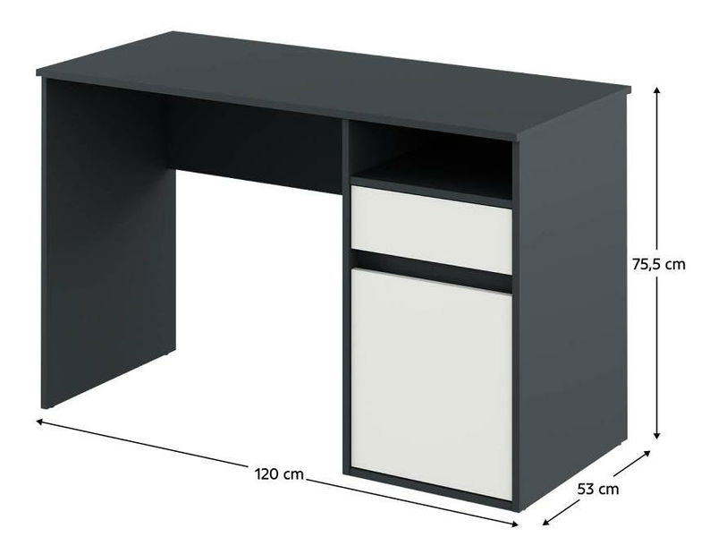 PC stolek Bolegy (grafit + bílá)