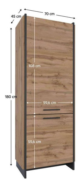 Policová skříň Adivinaba (dub wotan + černá)