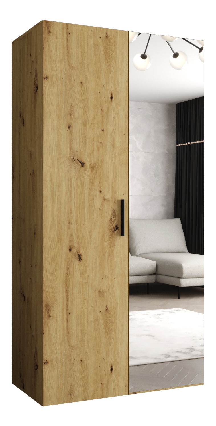 Šatní skříň 100 cm Borry 2 (dub artisan + černá)