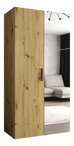 Šatní skříň 100 cm Borry 2 (dub artisan + černá)