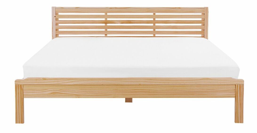 Manželská postel 180 cm CAROC (s roštem) (světlé dřevo)