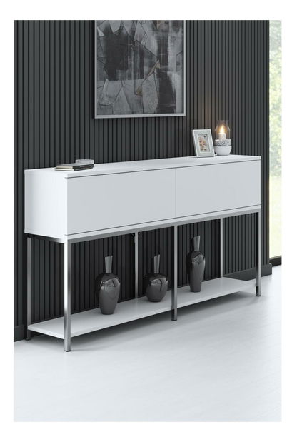 Konzolový stolek Vibubi 1 (bílá + stříbrná) *bazar