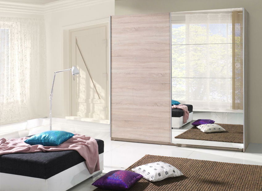 Šatní skříň s posuvnými dveřmi Twistral 2 B (wenge) (se zrcadlem)