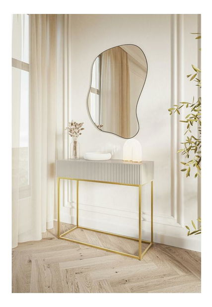 Konzolový stolek Vertigo V4 (šedobéžová + zlatá)
