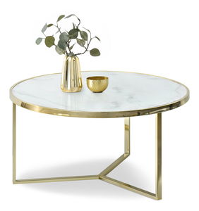 Konferenční stolek Natol (bílá + zlatá)