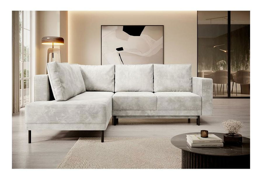 Rohová sedací souprava Rodriguez (L) (béžovošedá + černá)