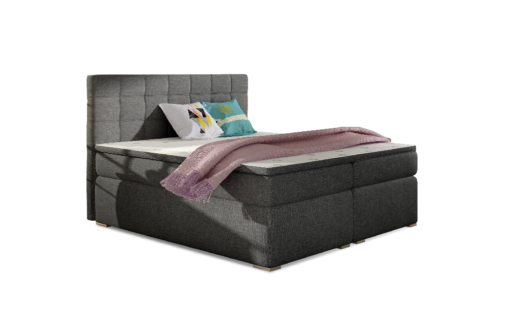 Boxspring postel 180 cm Abbie (tmavě šedá) (s matracemi)