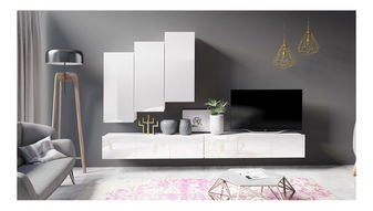 Obývací stěna Calabria 1 (bílá matná + lesk bílý)