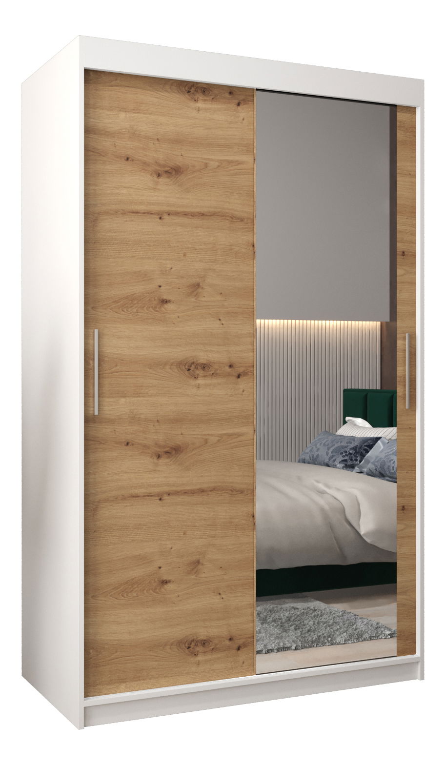 Šatní skříň 120 cm Toki 2 (Bílá matná + Dub artisan)