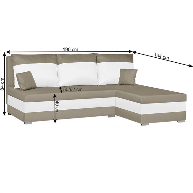 Rohová sedací souprava Gabby (svetlě hnědá + bílá)