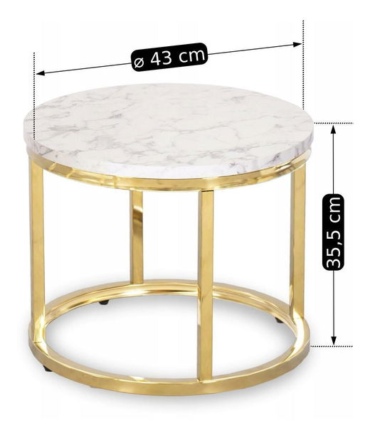 Set 2 konferenčních stolků Oponia (mramor + zlatá)