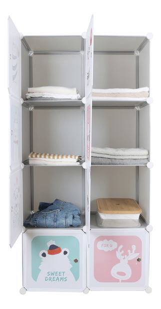 Dětská modulární skříň Rover (šedá + dětský vzor)