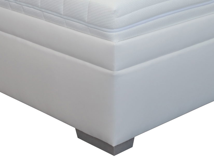 Manželská postel 180 cm Blanár Velvet (s roštem a matracemi) (bílá)