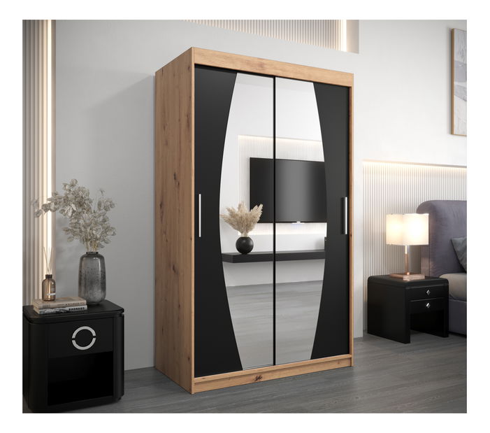 Šatní skříň 120 cm Eclipse (dub artisan + černá matná)