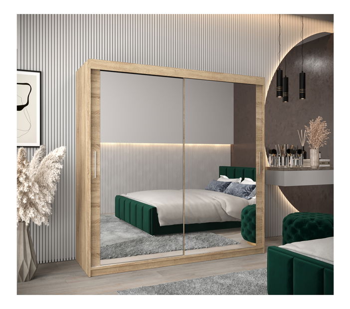 Šatní skříň 200 cm Toki 3 (Dub sonoma + Dub sonoma)