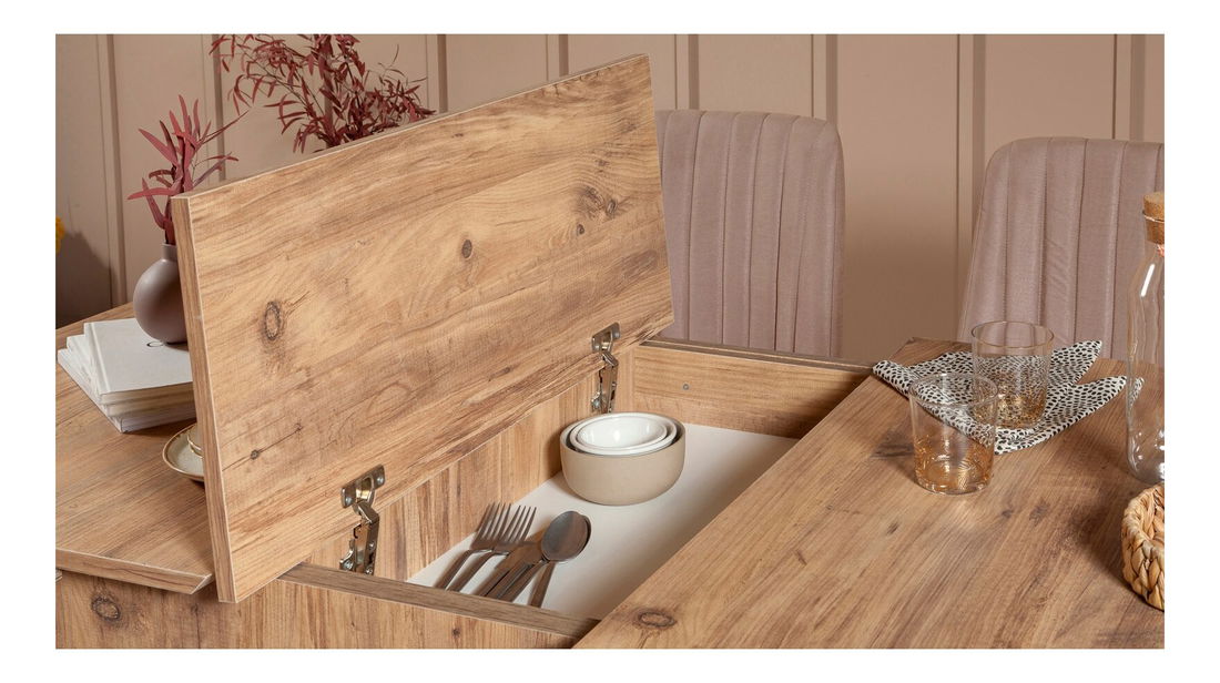 Jídelní set Vlasta 2 (borovice antlantic + béžová) (pro 6 osob)