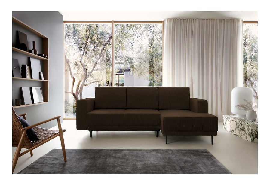 Rohová sedací souprava Rodriguez mini (P) (tmavobéžová + černá)