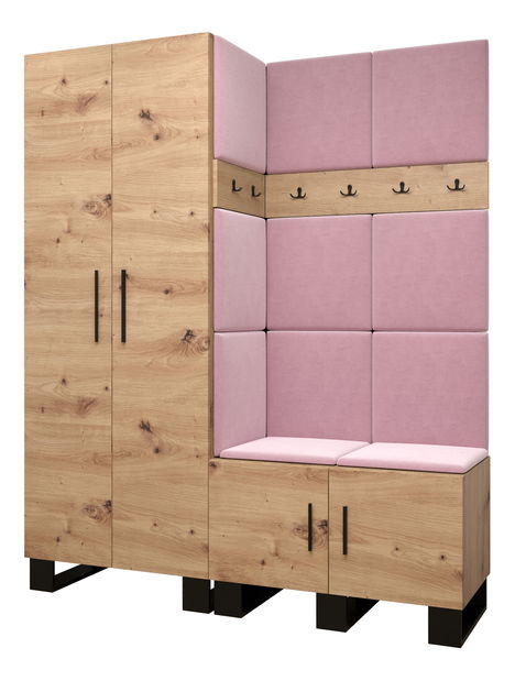 Předsíňová sestava Amanda 2 (dub artisan + růžová)