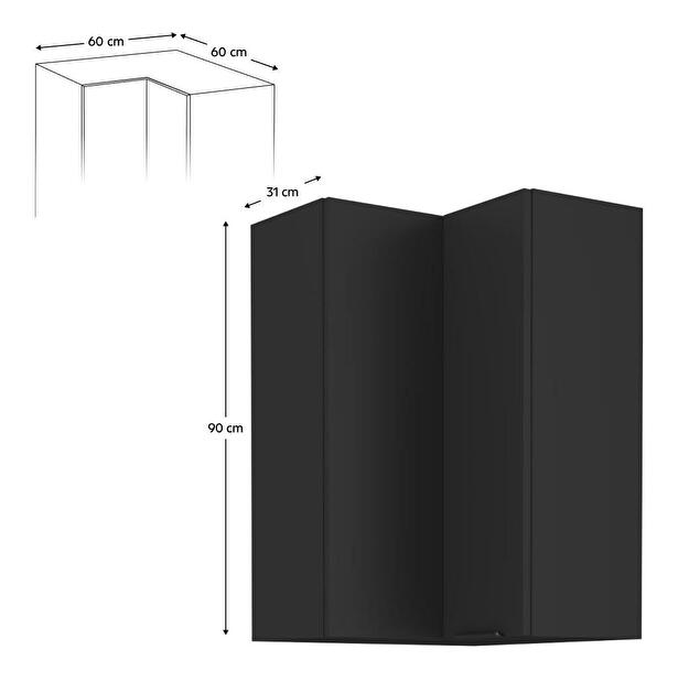 Horní rohová kuchyňská skříňka Sobera 60x60 GN 90 2F (černá)