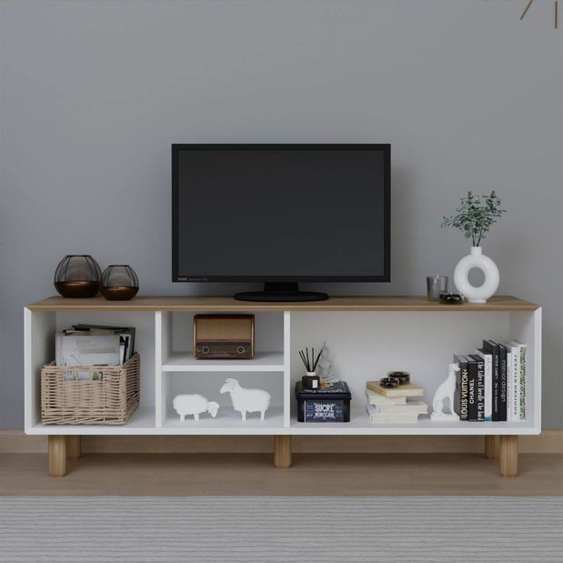 TV skříňka Bohema (bílá + ořech)